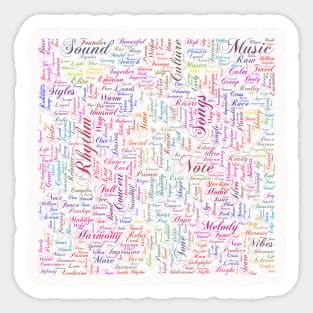 Melody Music Orchestra Silhouette Shape Text Word Cloud Sticker